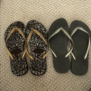 Havaianas Flip Flops Set - Gold and Silver